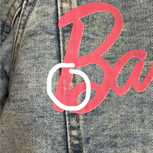 Barbie Kids Denim Jacket - Blue with Pink Logo - Picture 3 of 3